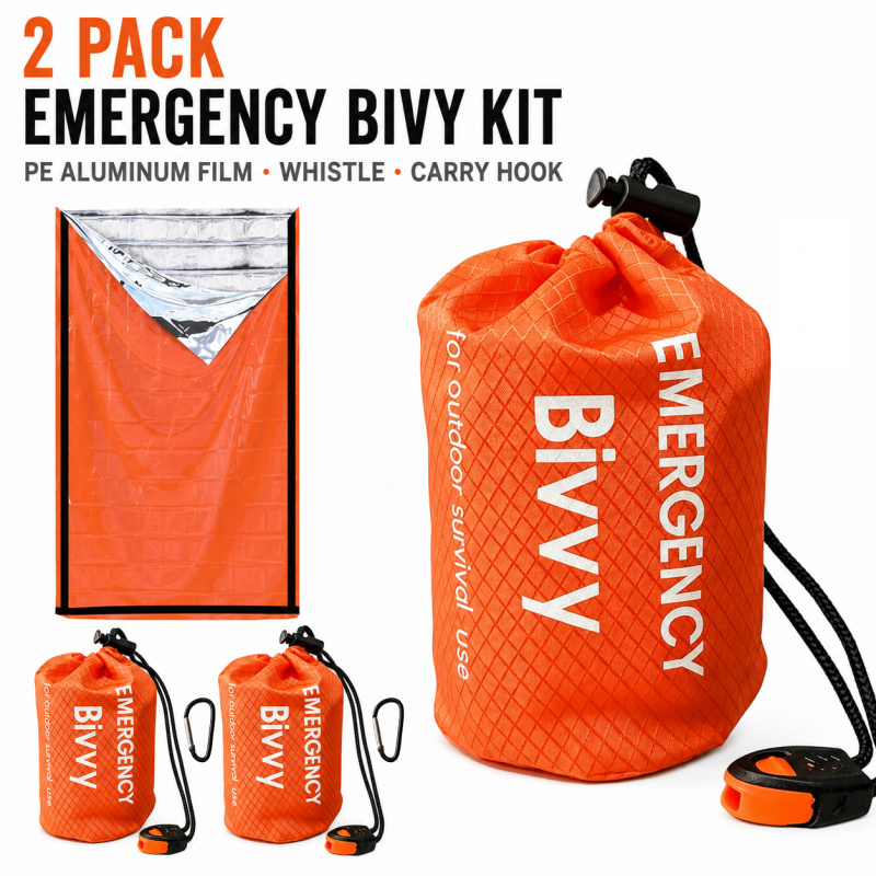 2팩 비상용 침낭, 프리미엄 파우치, 호루라기 및 휴대 - Bivy Bag Emergency 리뷰 및 가격